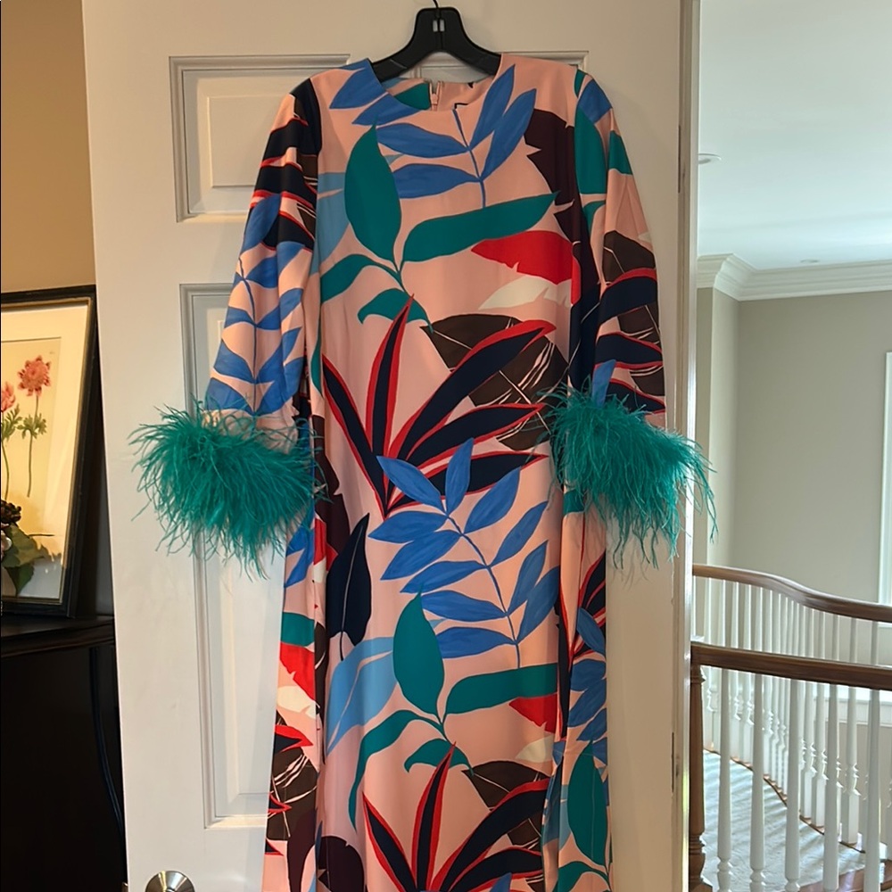 Tuckernuck Multicolor Long Sleeve Dress with Feather Cuffs
